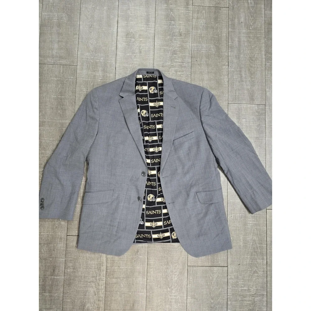 New Orleans Saints Blazer Mens Gray NFL Football Logo Lining‎ Two Button Vented